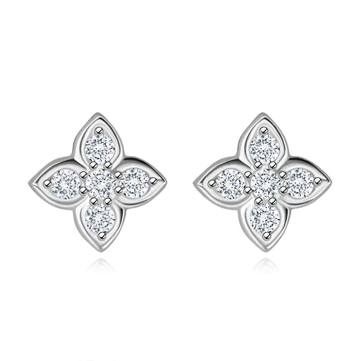 Stříbrné náušnice 925 - květiny se špičatými okvětními lístky, čiré zirkony