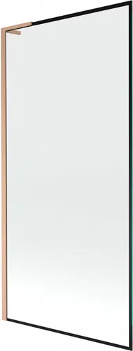 MEXEN/S Next L vanová zástěna FIX 90 x 150, černá vzor,  měď kartáčovaná 895-090-000-03-70-65