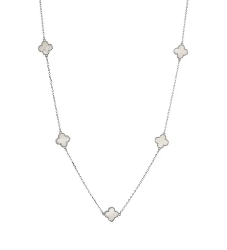 Evolution Group - Pavona Krásný stříbrný náhrdelník Čtyřlístky s perletí 12150.1