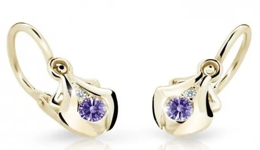 Cutie Jewellery Zlaté dětské náušnice C2224-10-X-1 fialová