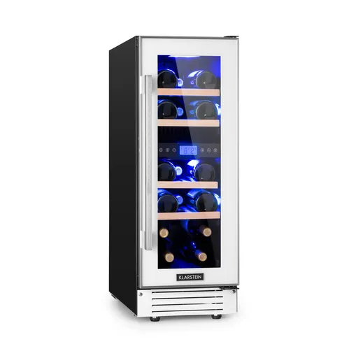 Klarstein Vinovilla 17, vinotéka, 53 l/17 lahví, 2 zóny, 3 barvy LED osvětlení, bílá