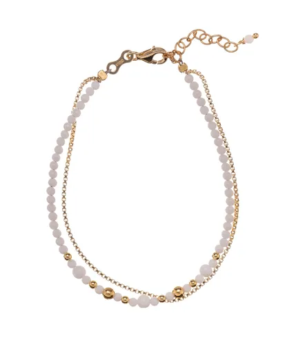 Alisia Dvojitý pozlacený náramek s bílým achátem AL2813.01.003