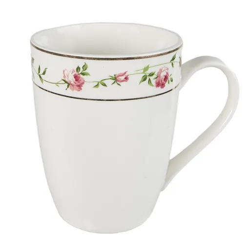 Porcelánový hrnek s růžičkami Cutty Rose - 12*8*10 cm / 300 ml Clayre & Eef
