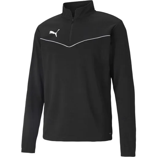 Puma TEAMRISE 1/4 ZIP TOP Pánská mikina se zipem, černá, velikost