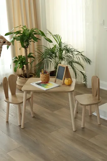 Kid's Table Set Bunny One Chair Set - Brown