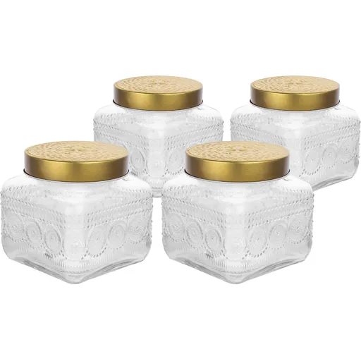 Altom Sada skleněných dóz se zlatým víkem Daisy 1,3 l, 4 ks, 1,3 l