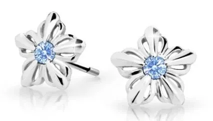 Cutie Jewellery Dětské kytičkové náušnice z bílého zlata C2238-30-X-2 světle modrá
