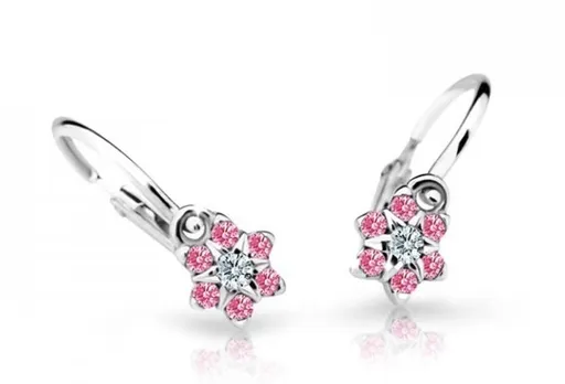 Cutie Jewellery Půvabné dětské náušnice z bílého zlata C2152-10-X-2 fuchsiová