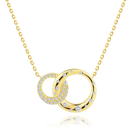 Náhrdelník ze žlutého zlata 585 - spojené obruče s čirými zirkony