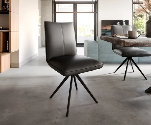 Otočná židle Lelio-Flex křížová podnož široká černá pravá kůže