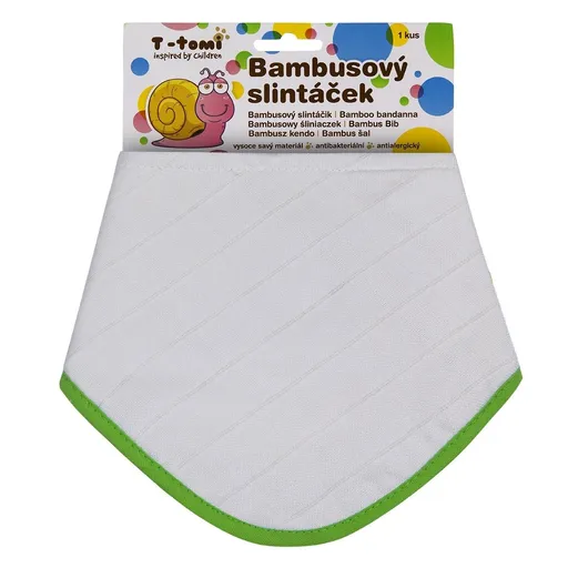T-tomi Bambusový BIO slintáček 1 ks bílý zelený okraj