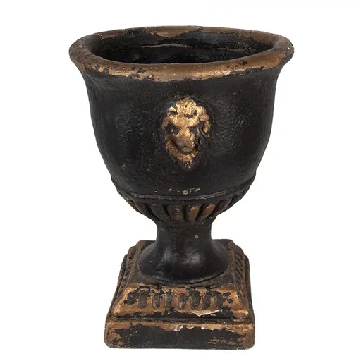 Černo-hnědý antik květináč ve tvaru číše Baroque - Ø 33*42 cm  Clayre & Eef