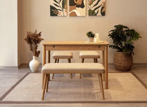 Jídelní set s rozkládacím stolem a židlemi (4 kusy) Vina Mini 04 1005 - Oak, Cream