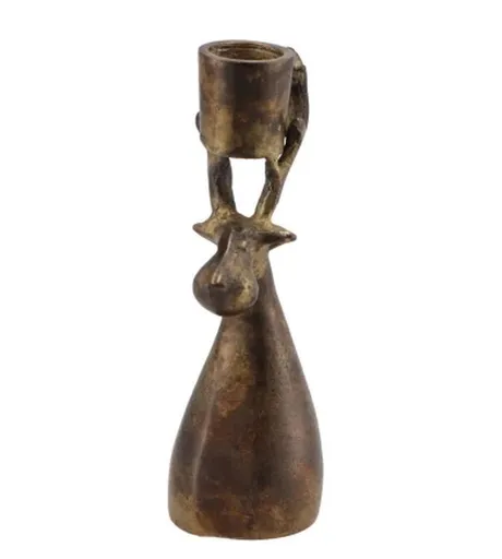 Mosazný antik kovový svícen na úzkou svíčku sob Debra - 9*8*9 cm daan kromhout