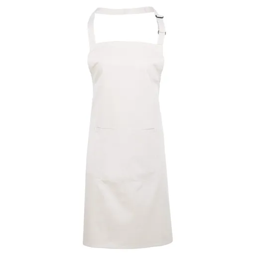 Premier Workwear Kuchyňská zástěra s laclem a kapsou - Bílá