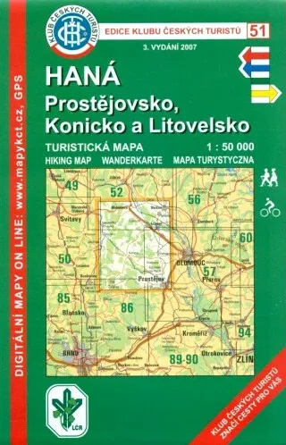Haná Prostějovsko, Konicko /KČT 51 1:50T Turistická mapa