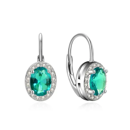 MOISS Oslnivé stříbrné náušnice se zelenými zirkony E0001208