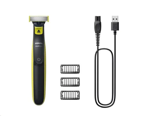 Philips OneBlade QP2724/10 zastřihávač na tvář, USB nabíjení, 3 hřebeny, vodotěsný
