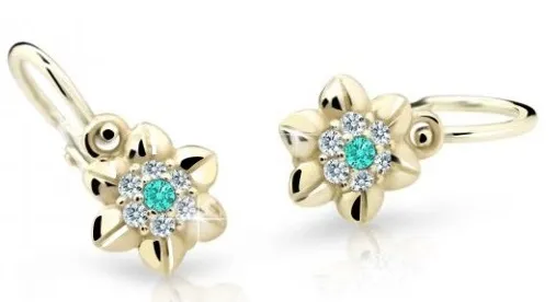Cutie Jewellery Roztomilé dětské náušnice ze žlutého zlata C2202-10-X-1 světle zelená