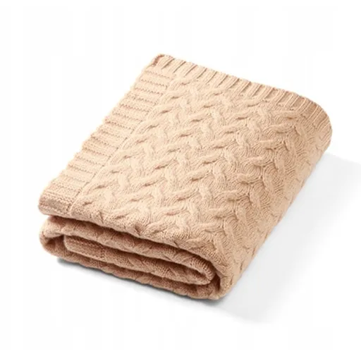 Babyono Dětská deka z merino vlny 75 x 100 cm, tm. béžová