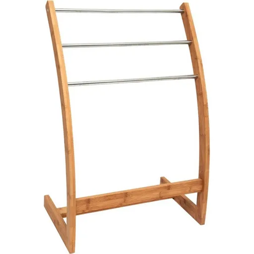 MSV Bambusový stojan na ručníky 3 tyče 57 x 35 x 85 cm