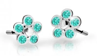 Cutie Jewellery Dětské kytičkové náušnice z bílého zlata C2744-30-X-2 světle zelená