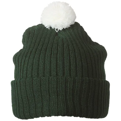 Myrtle Beach (Daiber) Pletená čepice s bambulí MB7540 - Tmavě zelená / bílá | uni