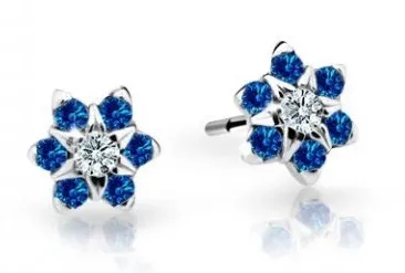 Cutie Jewellery Půvabné dětské náušnice z bílého zlata C2152-30-X-2 modrá