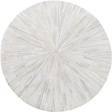 Bílý kulatý kožený koberec 140 cm SIMAV, 75357 (beliani_75357)