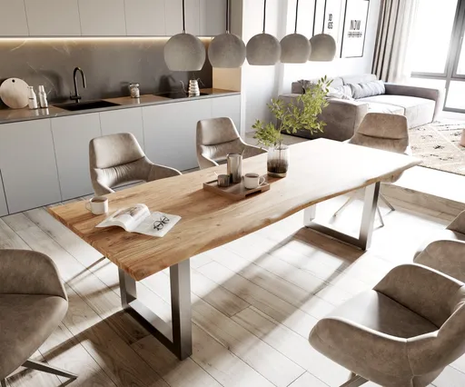 Jídelní stůl Edge 260x100 přírodní akácie nerezová ocel široká