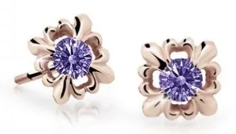 Cutie Jewellery Roztomilé dětské náušnice z růžového zlata C2212-30-X-4 fialová