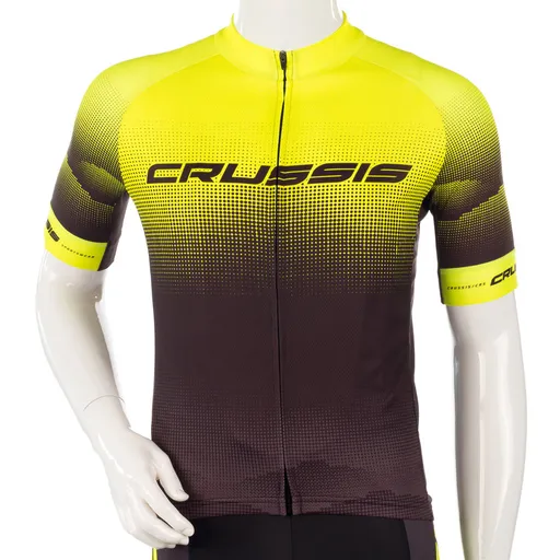 Cyklistický dres s krátkým rukávem Crussis CSW-056 černá-fluo žlutá S