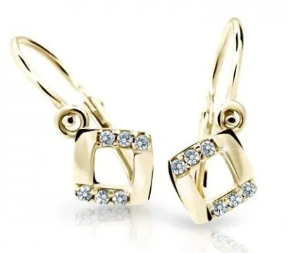 Cutie Jewellery Čtvercové dětské náušnice ze žlutého zlata C2268-10-X-1 bílá