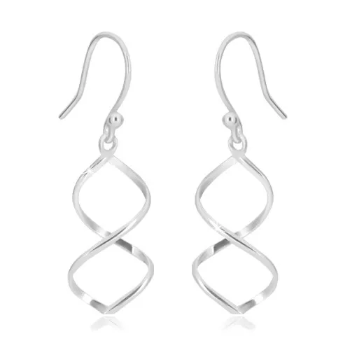 Náušnice ze stříbra 925 - dvě navzájem propletené linie na afro háčku