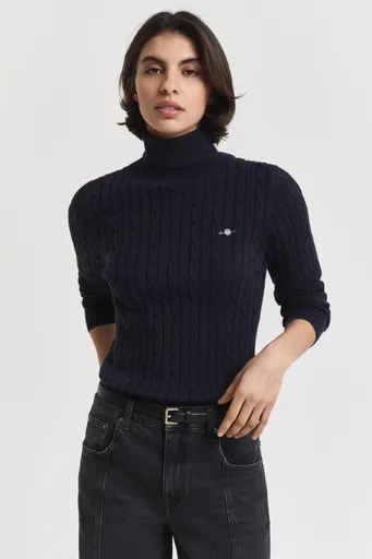 ROLÁK GANT STRETCH COTTON CABLE TURTLENECK EVENING BLUE