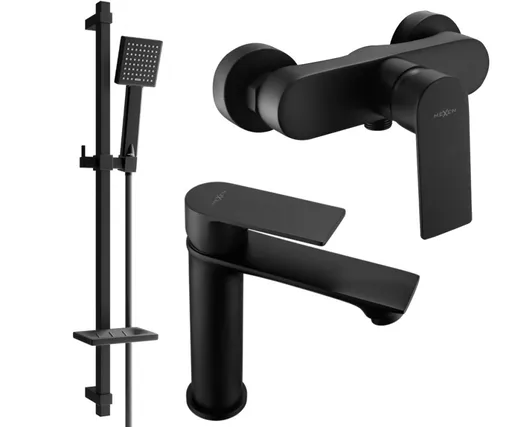 MEXEN/S Royo SET umyvadlová + sprchová baterie s příslušenstvím DQ45, černá 72204DQ45-70