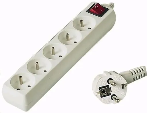 PREMIUMCORD Prodlužovací přívod 230V 10m, 5 zásuvek + vypínač, bílá