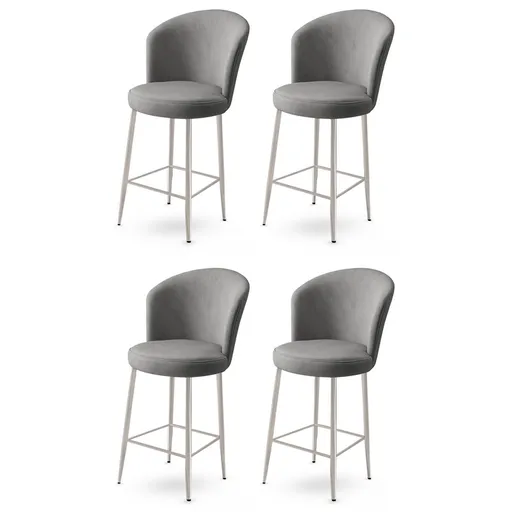 Bar Stool Set (4 Pieces) Alte - Grey, Chrome