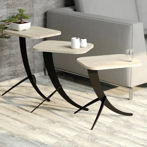 Sada odkládacích stolků (3 kusy) Pion 3 - Travertine