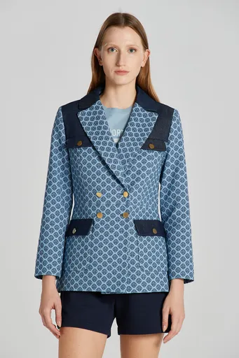 SAKO GANT SLIM MONOGRAM JACQUARD BLAZER SALTY SEA