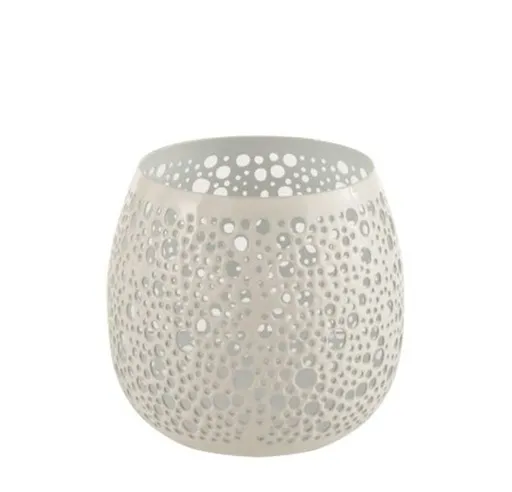 Špinavě bílý kovový svícen Perfor - Ø11*12 cm J-Line by Jolipa