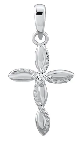 Silvego Okouzlující stříbrný přívěsek Křížek se zirkony Darius FW3968