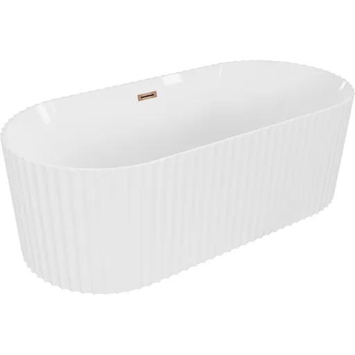 MEXEN/S Paola volně stojící vana reliéf 150 x 75, bílá lesk, sifon a přepad růžové zlato 52721507500-60