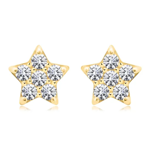 Náušnice ze 14K zlata ve tvaru hvězdy s čirými zirkony