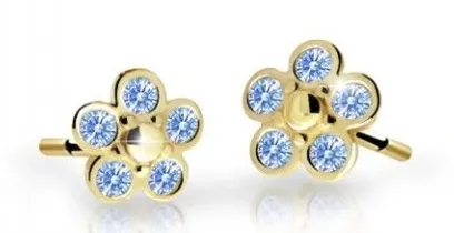 Cutie Jewellery Dětské kytičkové náušnice ze žlutého zlata C2744-30-X-1 světle modrá