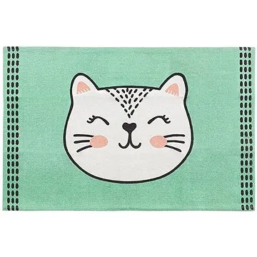 Dětský koberec s kočkou, 60 x 90 cm, zelený HOWRAH, 246232 (beliani_246232)