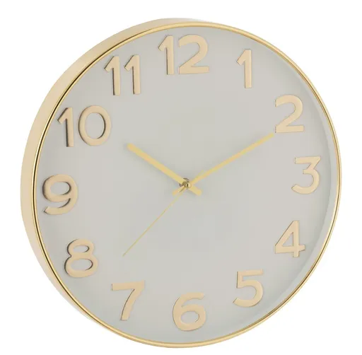 Bílo-zlaté plastové hodiny se zlatými čísly Damio - Ø 39*4cm J-Line by Jolipa