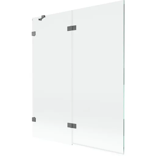 MEXEN/S Lunar vanová zástěna 2-křídlová levá 140 x 150, transparent, grafit metal 897-140-100-95-00-L