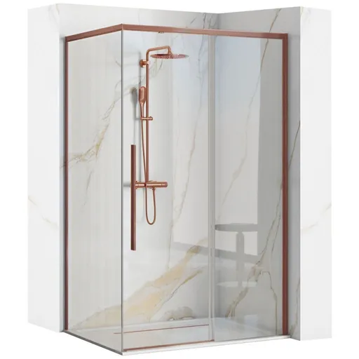 REA/S Sprchový kout SOLAR Copper Brush 100x80 Se sprchovou vaničkou Savoy black KPL-96017