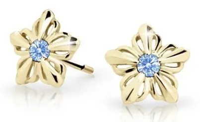 Cutie Jewellery Dětské kytičkové náušnice ze žlutého zlata C2238-30-X-1 světle modrá